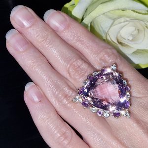 Кольцо серебро природный аметист