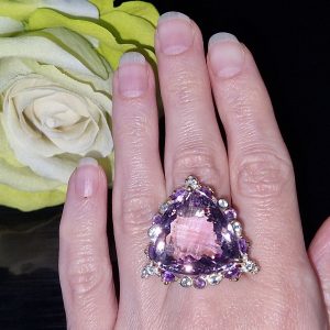 Кольцо серебро природный аметист