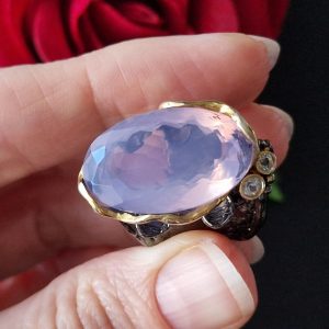 Перстень серебро натуральный лавандовый кварц