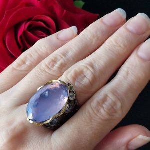 Кольцо серебро природный лавандовый кварц