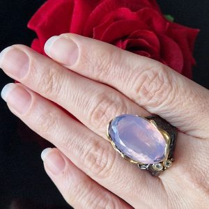 Перстень серебро натуральный лавандовый кварц