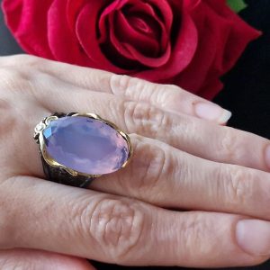 Кольцо серебро природный лавандовый кварц