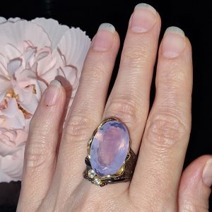 Перстень серебро натуральный лавандовый кварц