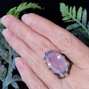 Перстень серебро натуральный лавандовый кварц