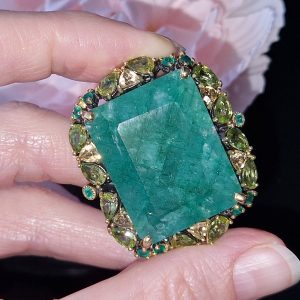 Кулон/брошь серебро природный берилл + оникс + хризолит