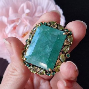 Подвес/брошь серебро натуральный берилл + оникс + хризолит