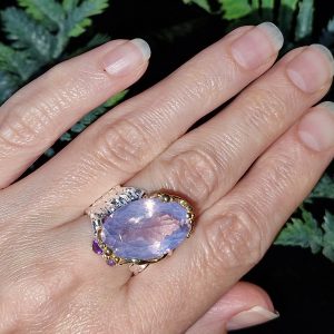 Перстень серебро натуральный лавандовый кварц