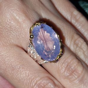 Кольцо серебро природный лавандовый кварц