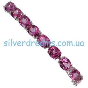 Браслет серебро натуральный розовый топаз