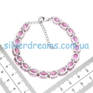 Браслет серебро натуральный розовый топаз