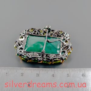Брошь/кулон серебро природный берилл хризолит цитрин оникс