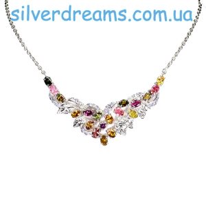 Ожерелье серебро природный турмалин