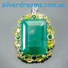 Кулон серебро природный берилл хризолит диопсид