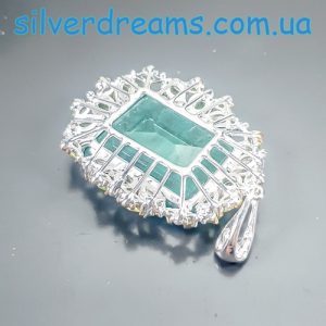 Подвес серебро натуральный берилл хризолит диопсид