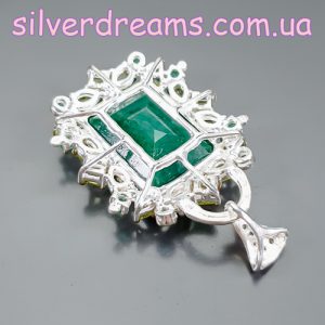 Подвес серебро натуральный берилл хризолит оникс