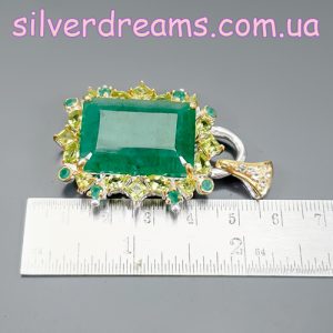 Подвес серебро натуральный берилл хризолит оникс