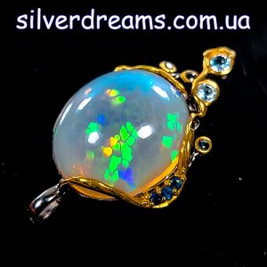Кулон серебро природный эфиопский опал
