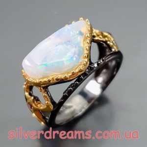 Кольцо серебро природный эфиопский опал