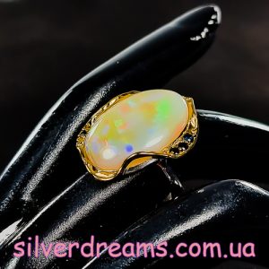 Кольцо серебро природный эфиопский опал