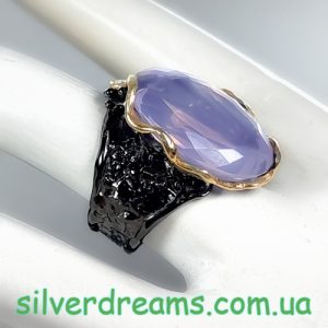 Кольцо серебро природный лавандовый кварц