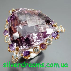 Кольцо серебро природный аметист