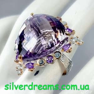 Кольцо серебро природный аметист