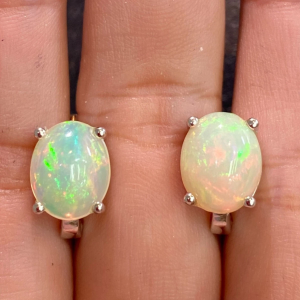 Серьги серебро природный эфиопский опал