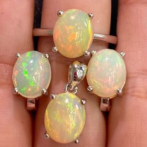 Комплект-трио серебро природный эфиопский опал