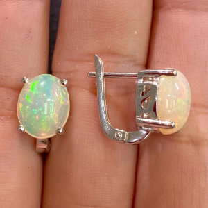 Серьги серебро натуральный эфиопский опал