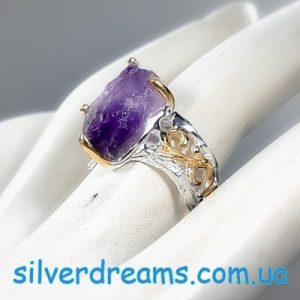 Кольцо серебро натуральный аметист