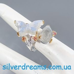 Перстень серебро натуральный лабрадорит