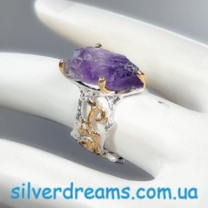 Кольцо серебро натуральный аметист