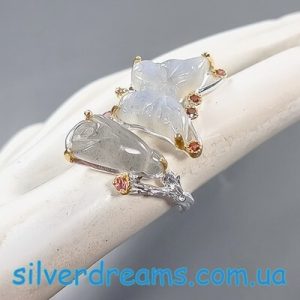 Перстень серебро натуральный лабрадорит