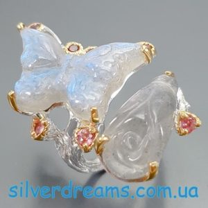 Перстень серебро натуральный лабрадор