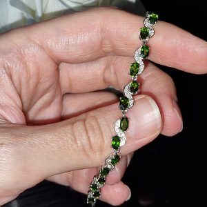 Браслет серебро натуральный хромдиопсид