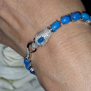 Браслет серебро натуральный голубой опал