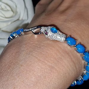 Браслет серебро натуральный голубой опал