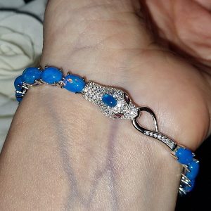 Браслет серебро природный голубой опал