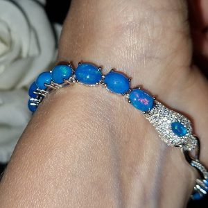 Браслет серебро натуральный голубой опал