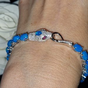 Браслет серебро природный голубой опал