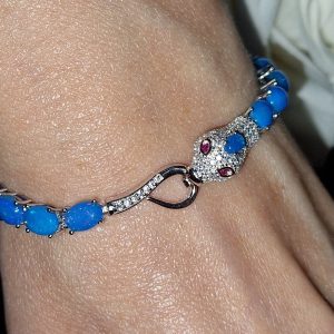 Браслет серебро натуральный голубой опал