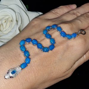 Браслет серебро природный голубой опал