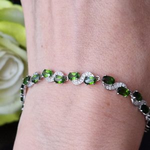 Браслет серебро природный хромдиопсид