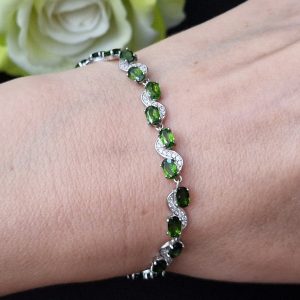 Браслет серебро природный диопсид