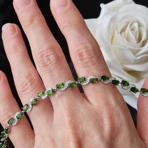 Браслет серебро природный диопсид