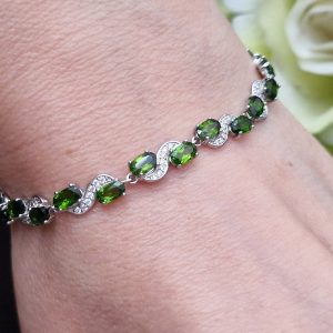 Браслет серебро натуральный хромдиопсид