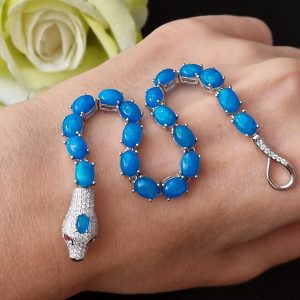 Браслет серебро натуральный голубой опал