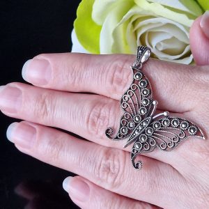 Подвес серебро натуральный марказит