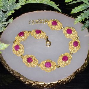 Браслет серебро натуральный рубин