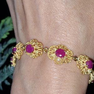 Браслет серебро природный рубин